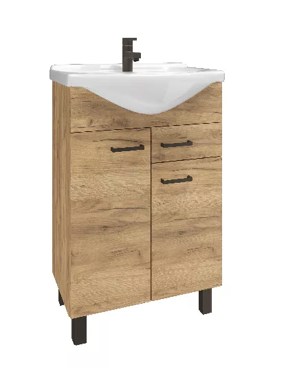 Szafka z umywalką MEA zestaw 55cm dąb craft złoty
