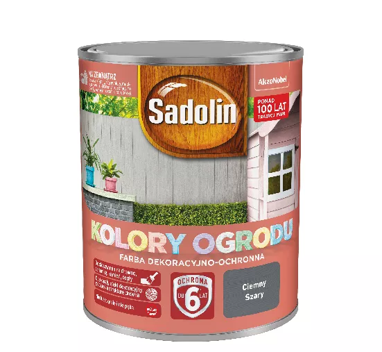 Farba akrylowa do drewna Sadolin Kolory Ogrodu 0,7 l ciemny szary