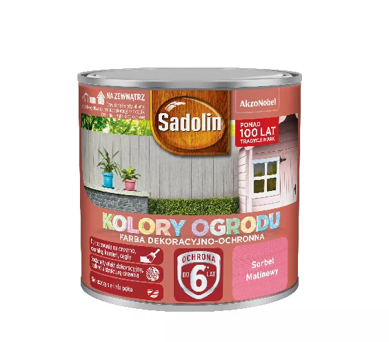 Farba akrylowa do drewna Sadolin Kolory Ogrodu 0,25 l sorbet malinowy