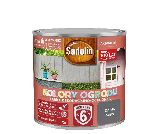 Farba akrylowa do drewna Sadolin Kolory Ogrodu 0,25 l ciemny szary
