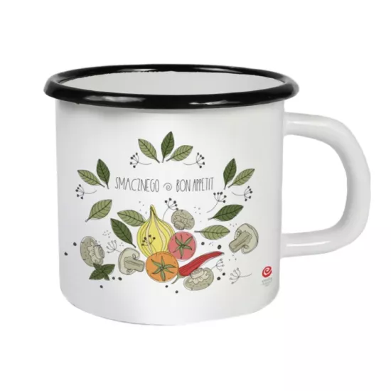 Kubek emaliowany 9 cm 0,5 l prosty z warzywami