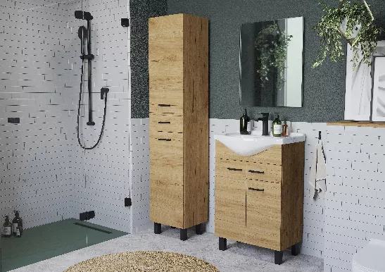 Szafka z umywalką MEA zestaw 55cm dąb craft złoty