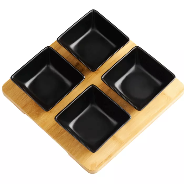 Komplet 4 salaterek podstawa bambus