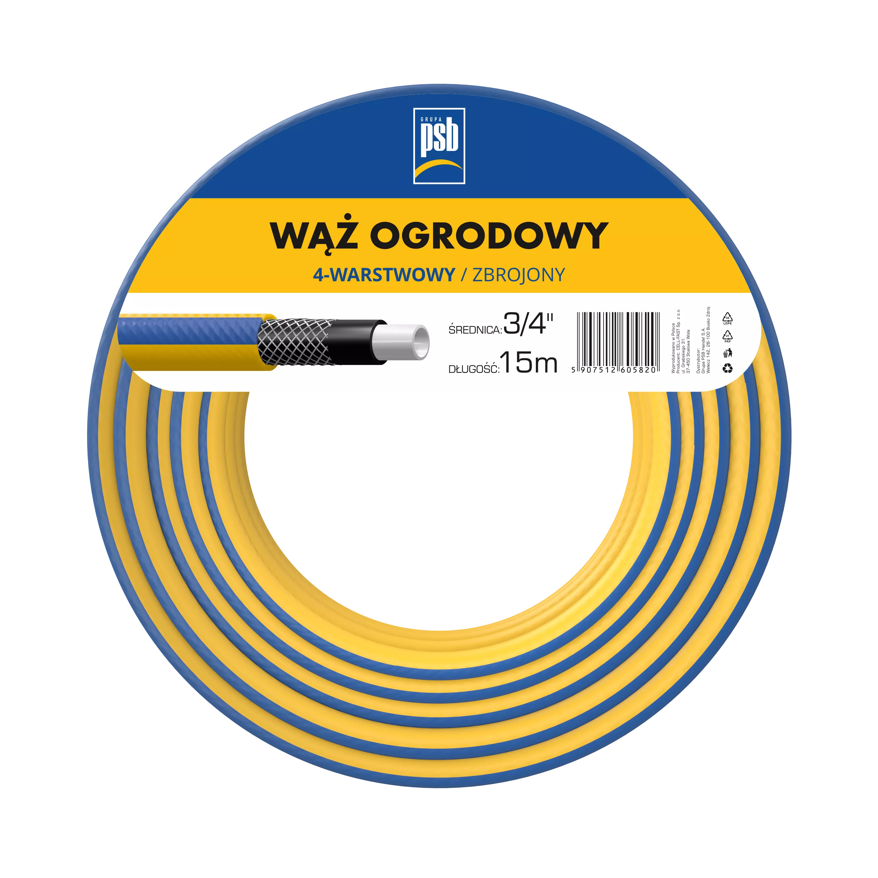 Wąż ogrodowy 4 warstwowy 3/4 - 15 m 