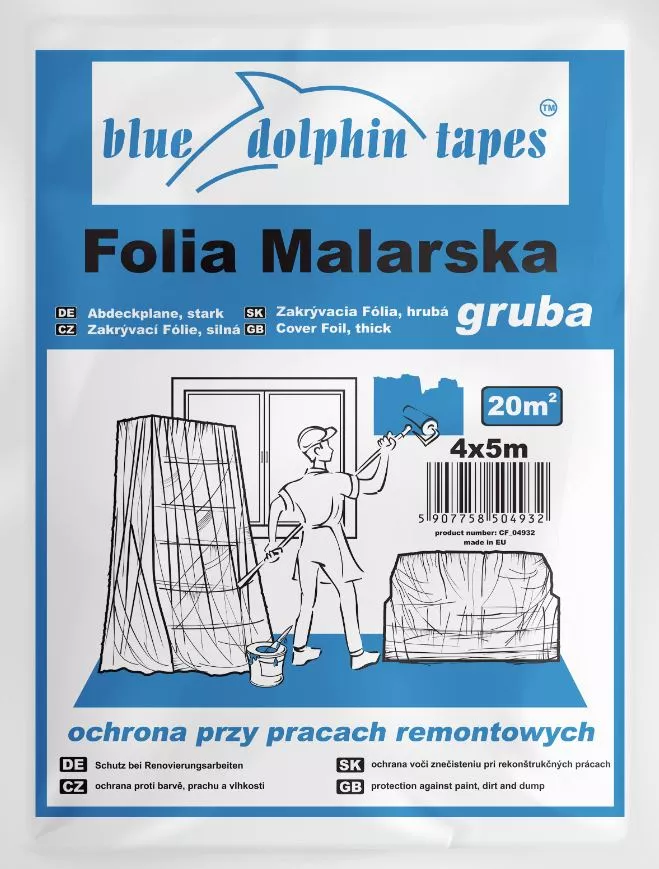 Folia malarska gruba 4 x 5 m BLUEDOLPHIN