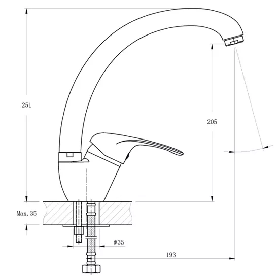 Bateria Elba zlewozmywak wylewka C 40mm