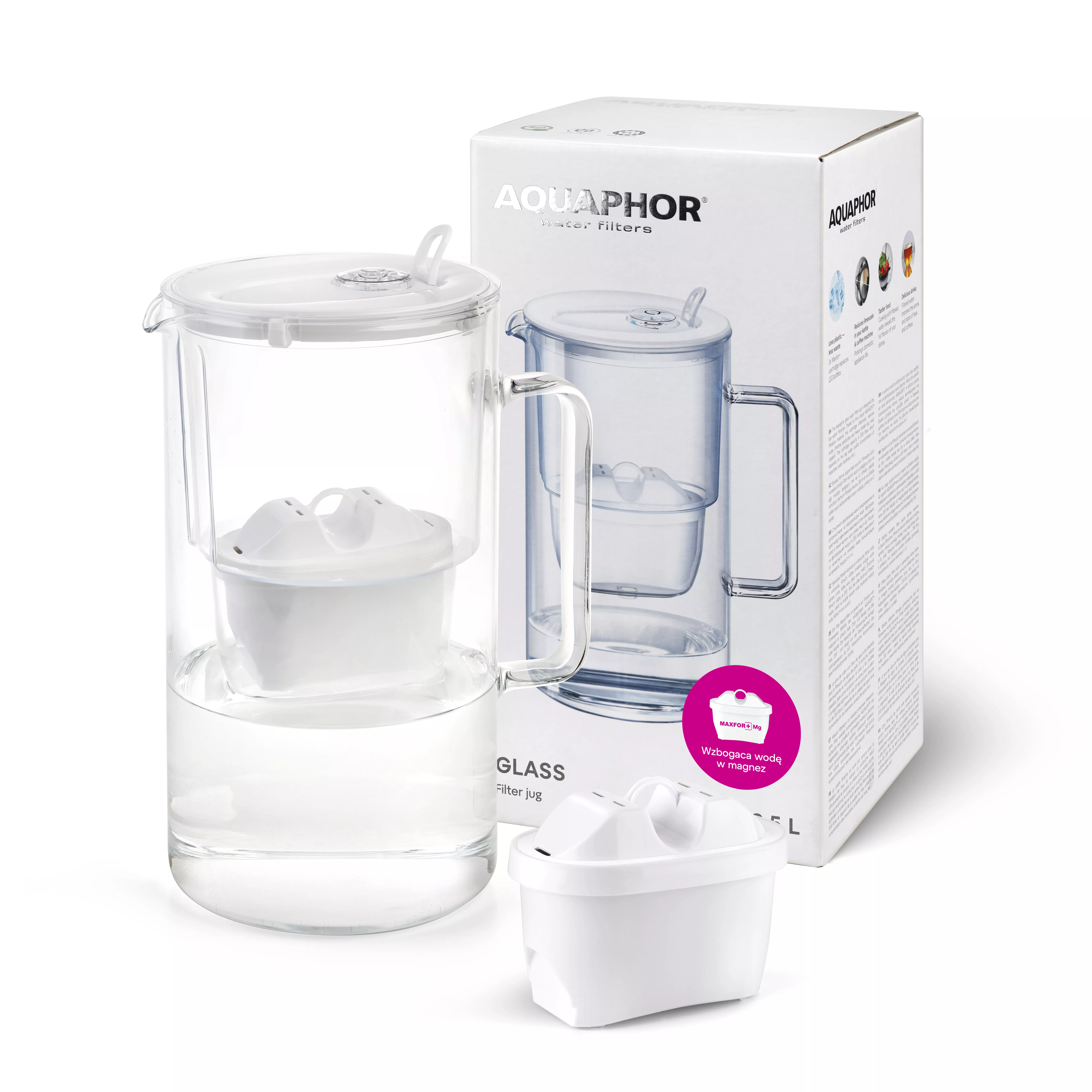 Dzbanek Aquaphor Glass 2.5l +wkł. Maxfor+MG. biały