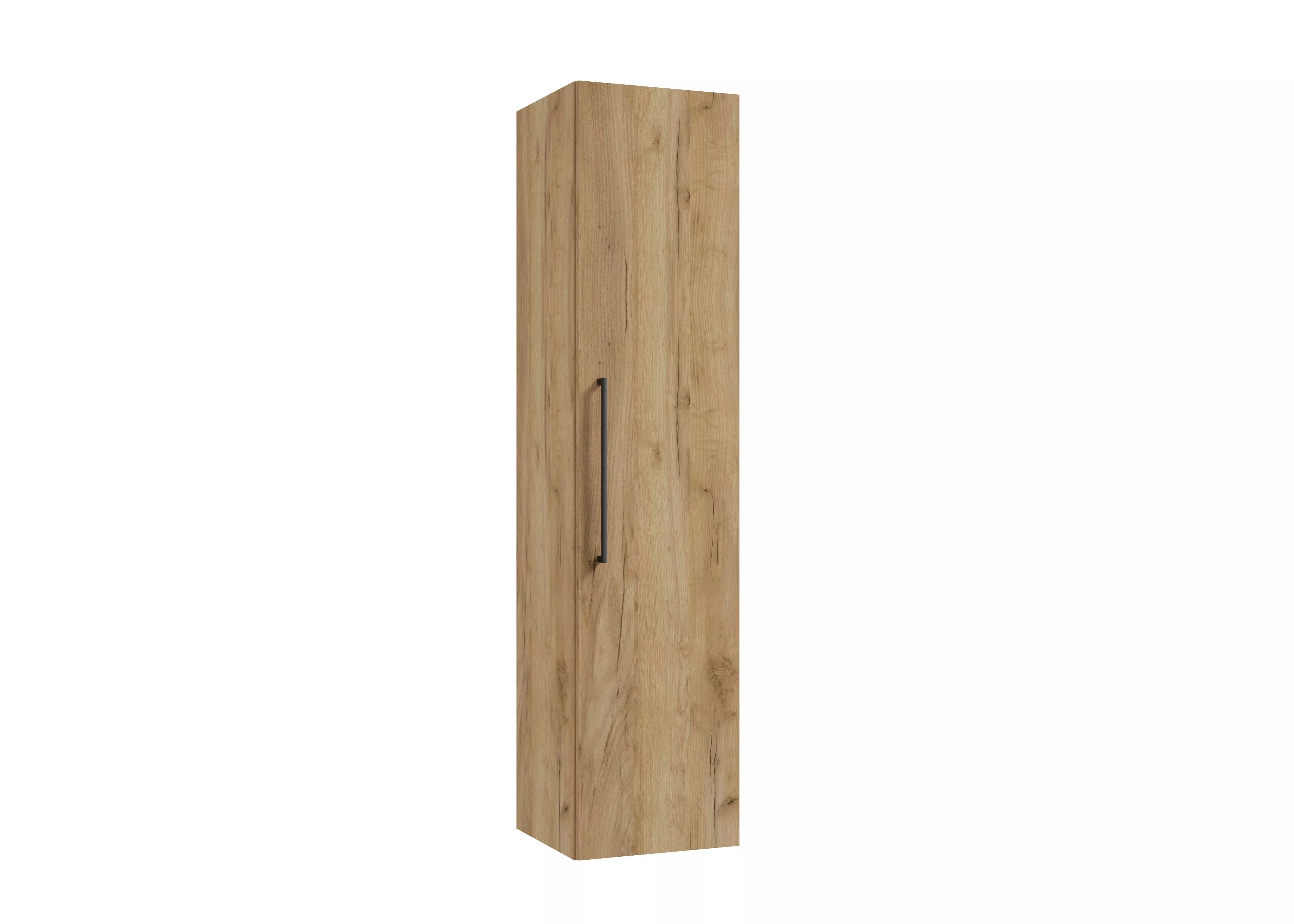 Słupek łazienkowy Pinia 32 cm dąb craft złoty z czarnym uchwytem