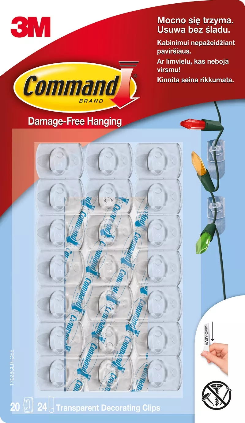 Haki do wieszania ozdób przezroczyste Command