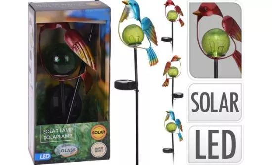 Ozdoba LED słoneczny ptak na patyku