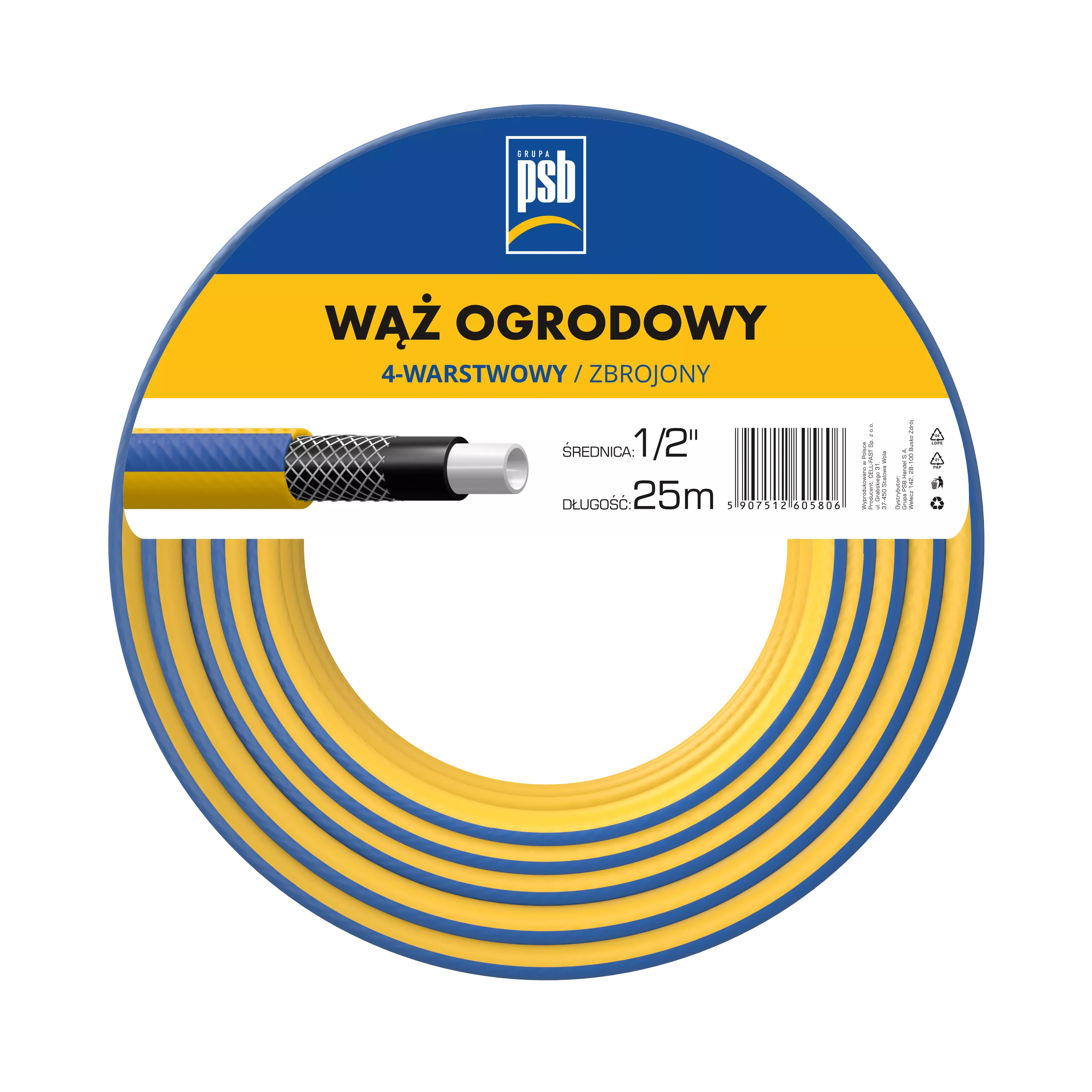 Wąż ogrodowy 4 warstwowy 1/2" 15 m