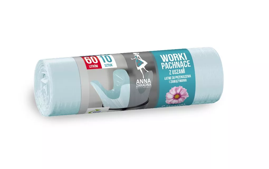 Worki na śmieci z uszami zapach kwiatowy 60 l 10 szt. Anna Zaradna
