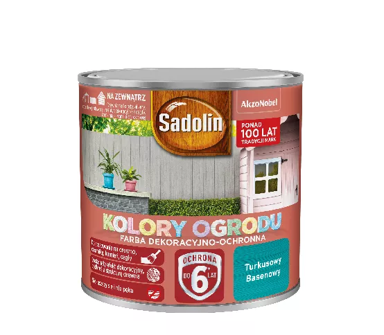 Farba akrylowa do drewna Sadolin Kolory Ogrodu 0,25 l turkusowy basenowy