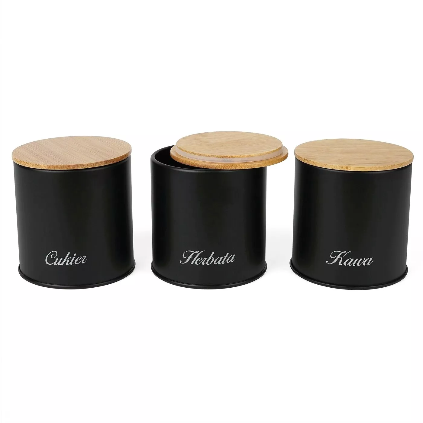 Chlebak +3 pojemniki KAWA HERBATA CUKIER czarny