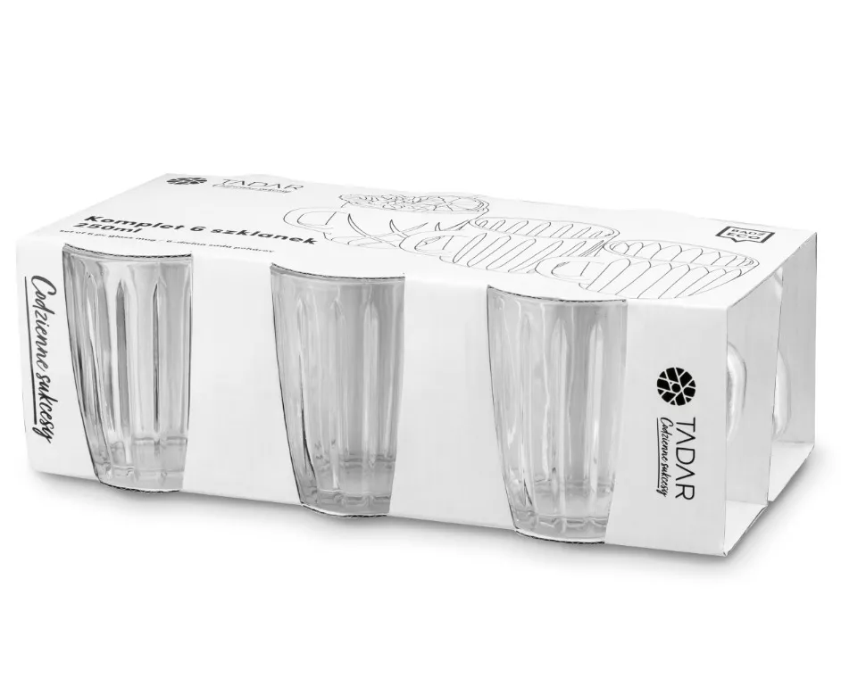 Zestaw szklanek, kubki do kawy, herbaty 250 ml Ruta