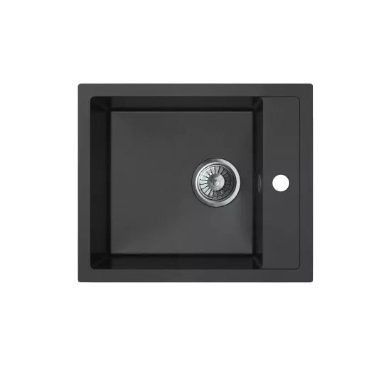 Zlewozmywak granitowy Bravo New 1-komorowy bez ociekacza 51,5 x 43,5 x 18,5 cm z syfonem Space Saver grafitowy