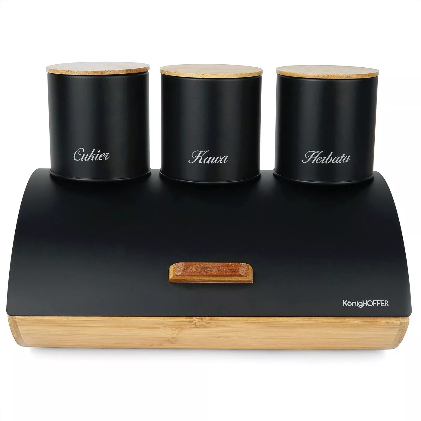 Chlebak +3 pojemniki KAWA HERBATA CUKIER czarny