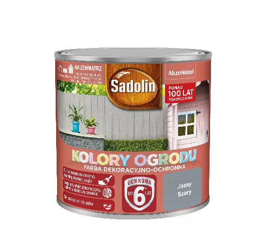 Farba akrylowa do drewna Sadolin Kolory Ogrodu 0,25 l jasny szary