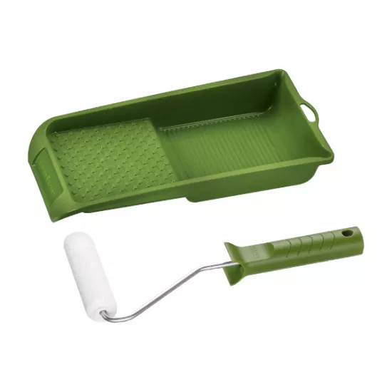 Zestaw malarski 3 el. wałek mikrofibra 10 cm + rączka + kuweta zielona