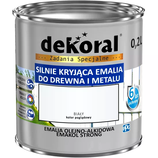 Emalia do drewna i metalu Emakol Strong Dekoral 0,2 l biały