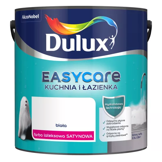 Farba lateksowa EasyCare Kuchnia i Łazienka 2,5 l biała satynowa