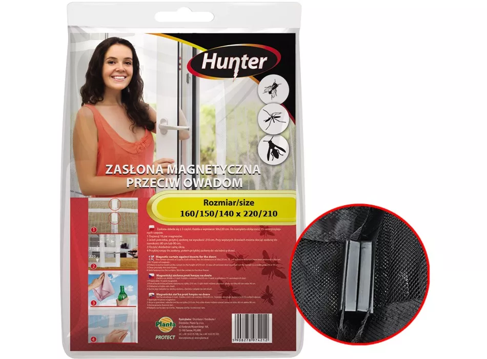 Hunter zasłona magnetyczna KLIK - KLAK 160 x 220 biała