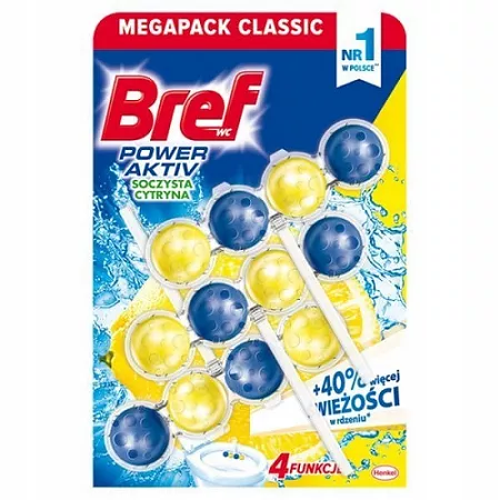 Kostka do WC Power Activ lemon 3x50 g Bref  