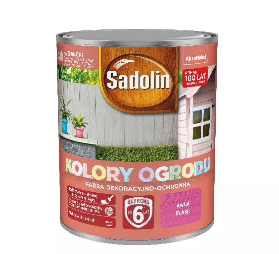Farba akrylowa do drewna Sadolin Kolory Ogrodu 0,7 l kwiat fuksji
