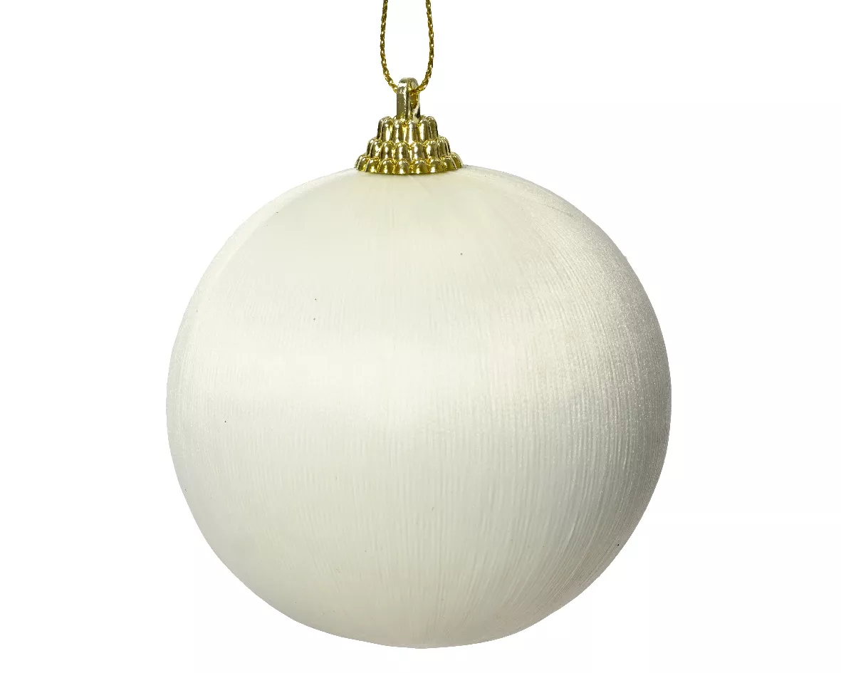 Bombka piankowa dekorowana wool white 