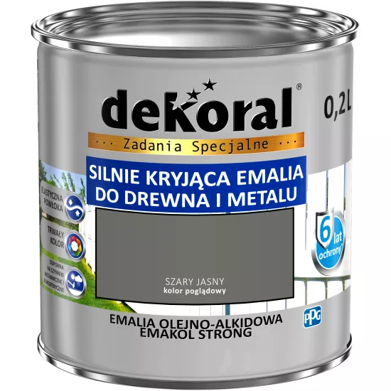 Emalia olejno-alkidowa Emakol Strong Dekoral 0,2 l szary jasny