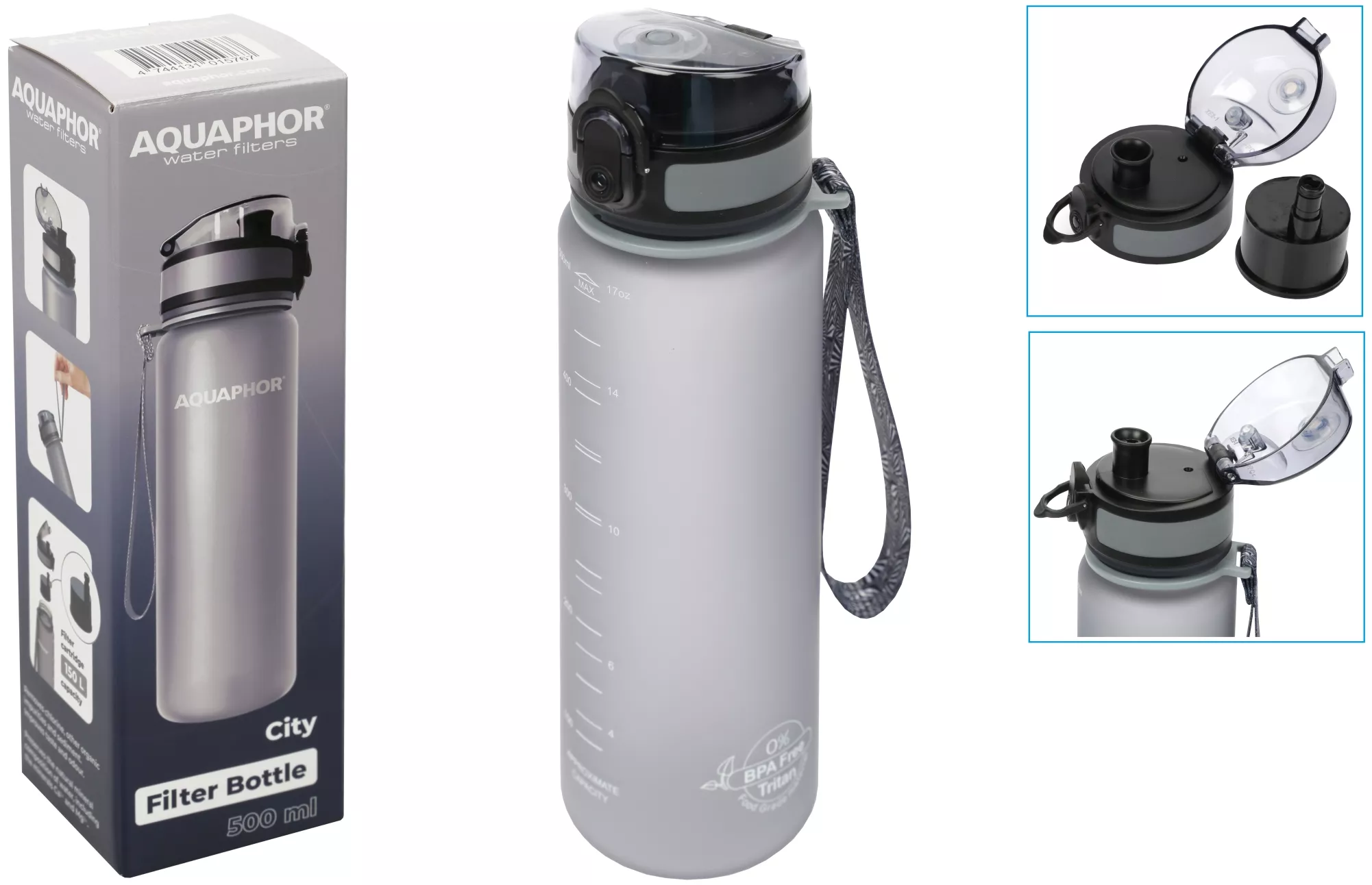 Butelka filtrująca Aquaphor City szara 