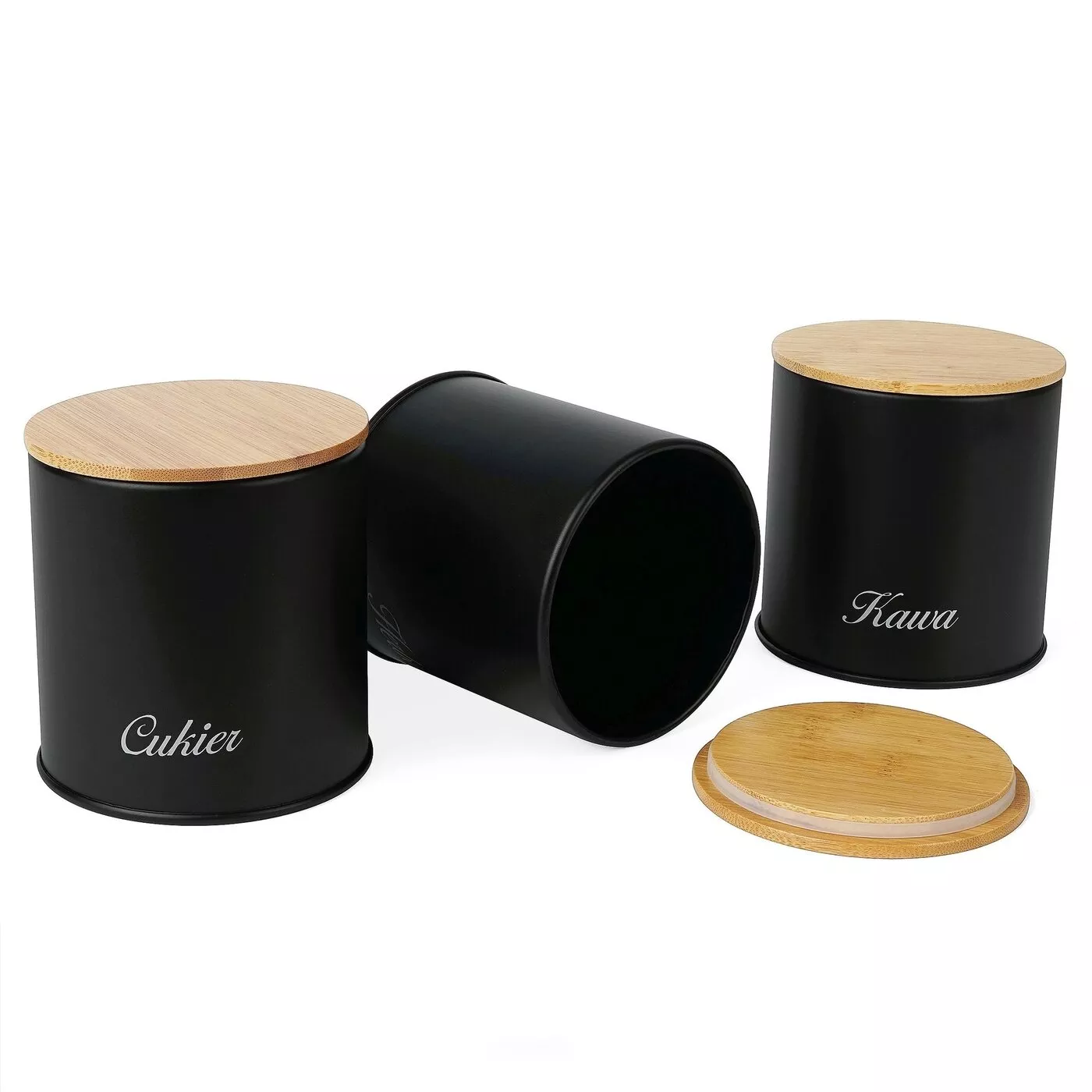 Chlebak +3 pojemniki KAWA HERBATA CUKIER czarny