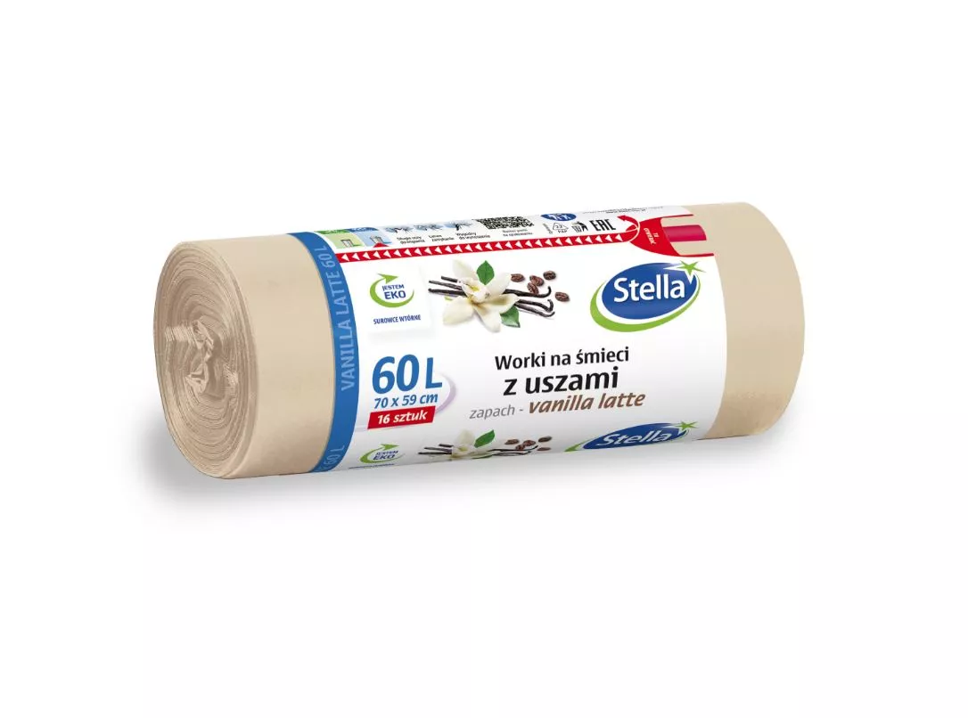 Worki na śmieci z uszami zapach vanilla latte 60 l 16 szt. Stella