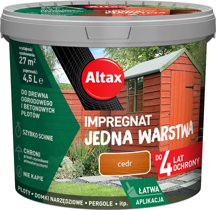 Impregnat do drewna Jedna Warstwa 4,5 l cedr Altax 