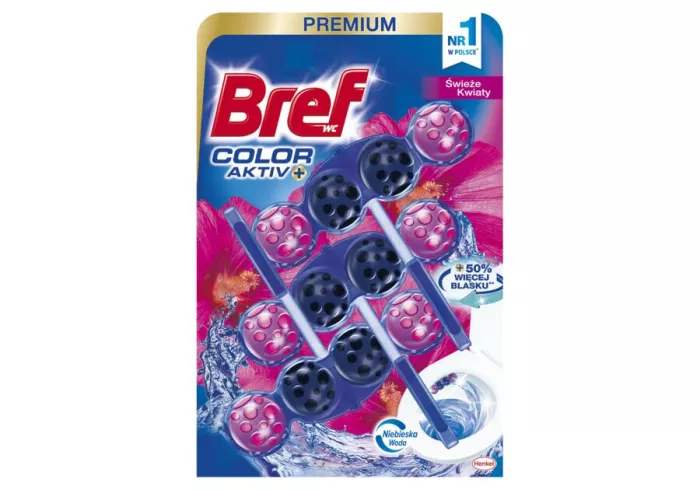 Kostka do WC Color Active świeże kwiaty 3x50 g Bref