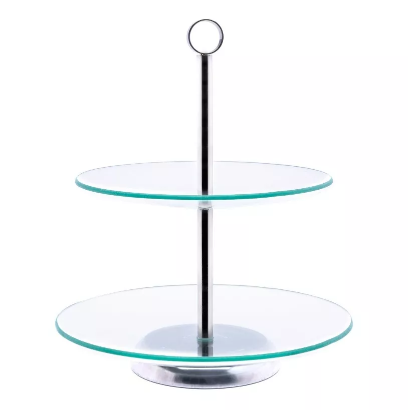 Patera szklana 2-poziomowa okrągła Milena 20/25 cm
