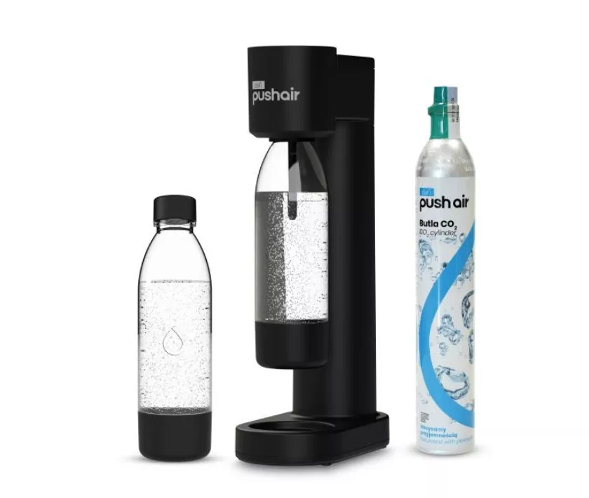 Saturator do wody 2 x butelka na wodę 0,7 L + nabój CO2, czarny DAFI