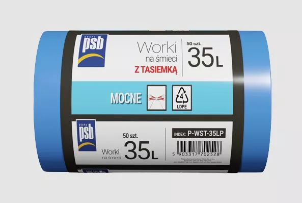 Worki na śmieci z tasiemką PSB 35 l 50 szt.
